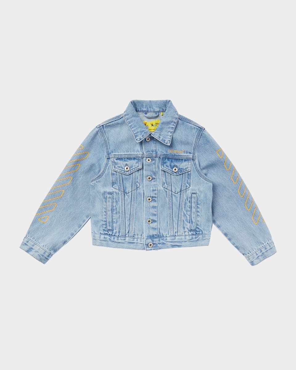 Boy's Bookish Diagonal Denim Jacket, Size